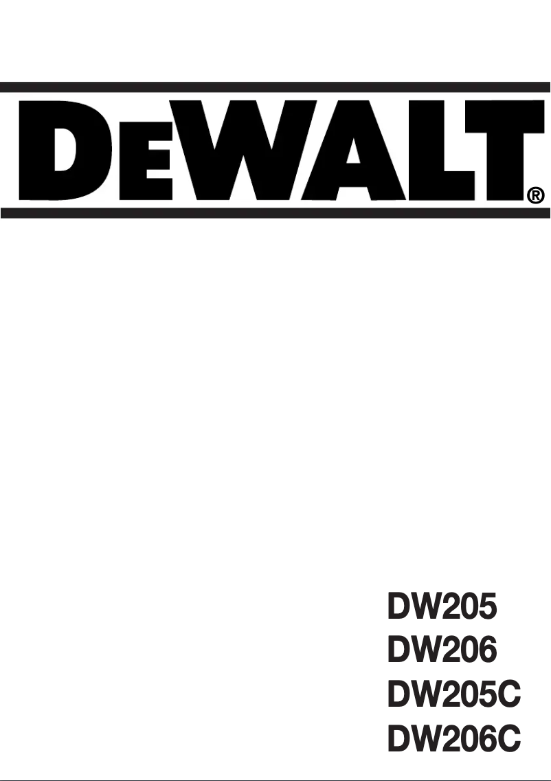 Page 1 de la notice Manuel utilisateur DeWalt DW205