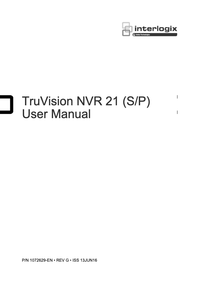 Page 1 de la notice Manuel utilisateur Interlogix TruVision TVN-2108P