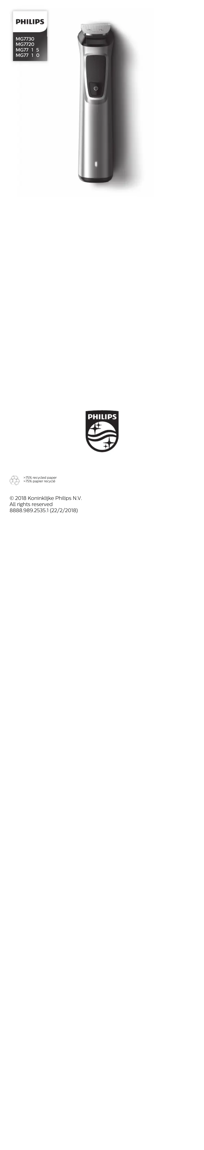 Page 1 of the manual User Manual Philips MG7715