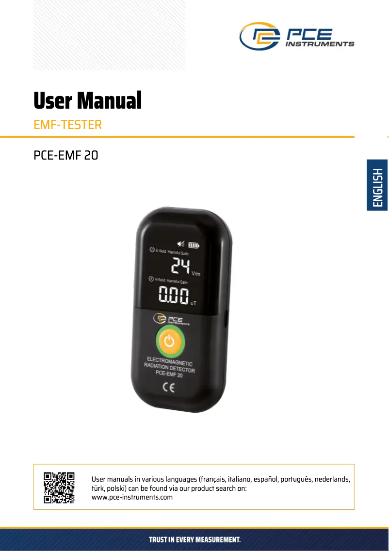 Page 1 de la notice Manuel utilisateur PCE Instruments PCE-EMF 20