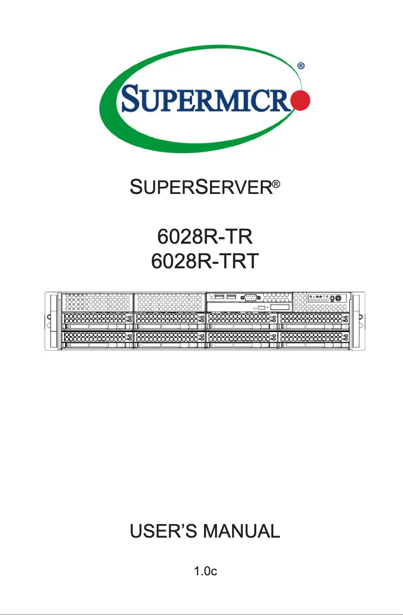Image de la première page du manuel de l'appareil SuperServer 6028R-TRT