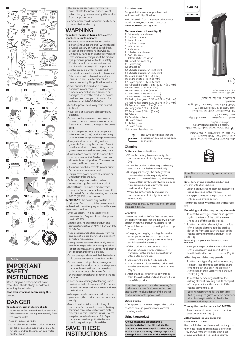 Image de la première page du manuel de l'appareil MG7791