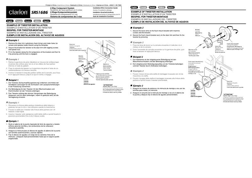 Page n°1 - Manuel utilisateur Clarion SRS1686