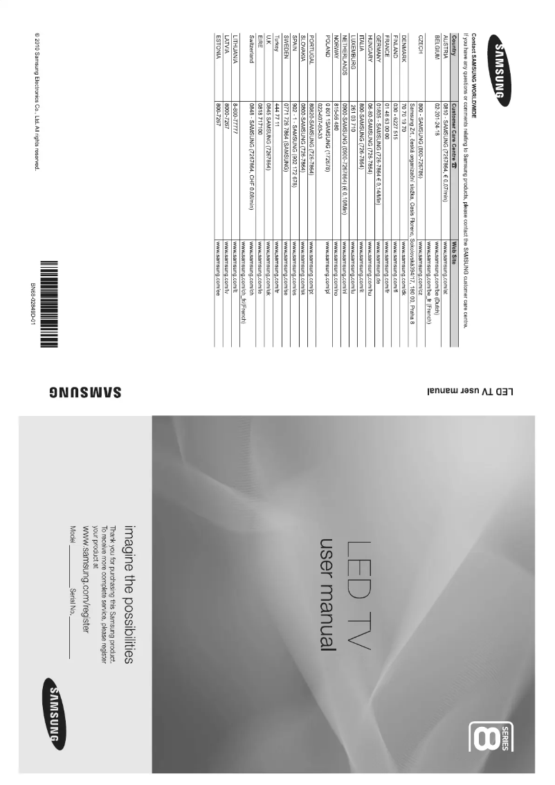 Page 1 de la notice Manuel utilisateur Samsung UE55C8790