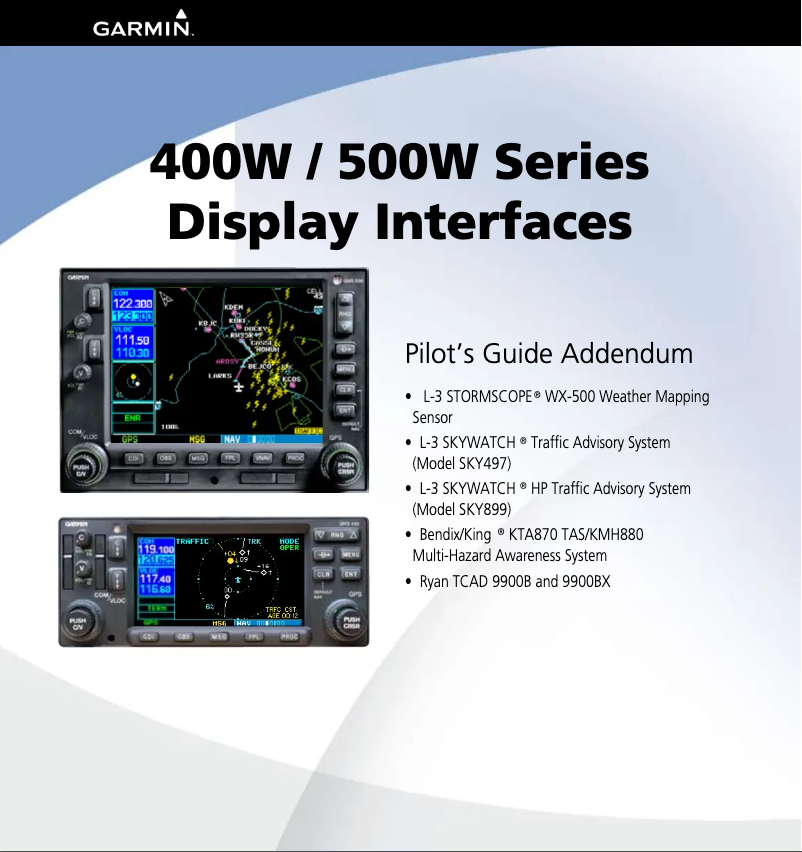 Page n°1 - Manuel utilisateur Garmin 500W