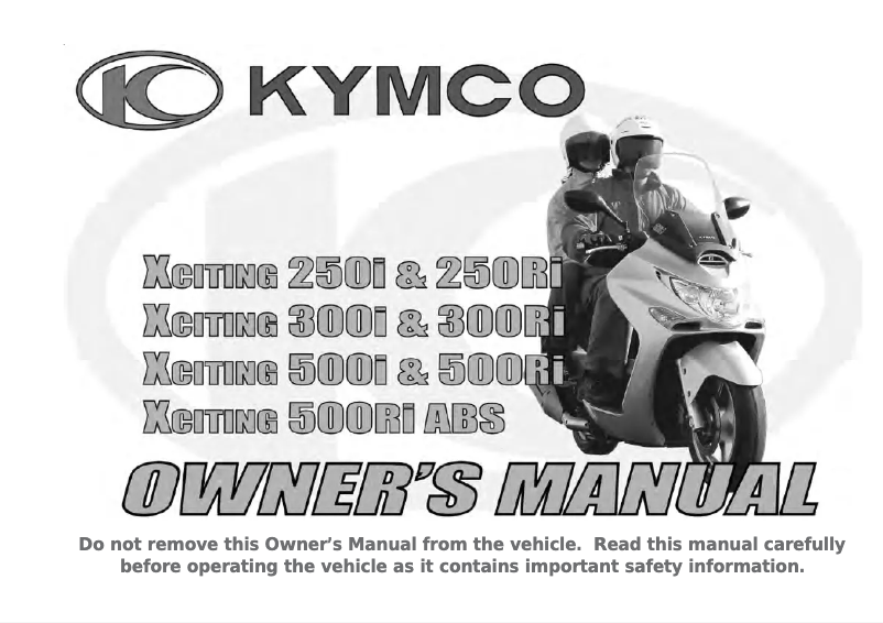 Page 1 de la notice Manuel utilisateur Kymco xciting 300i