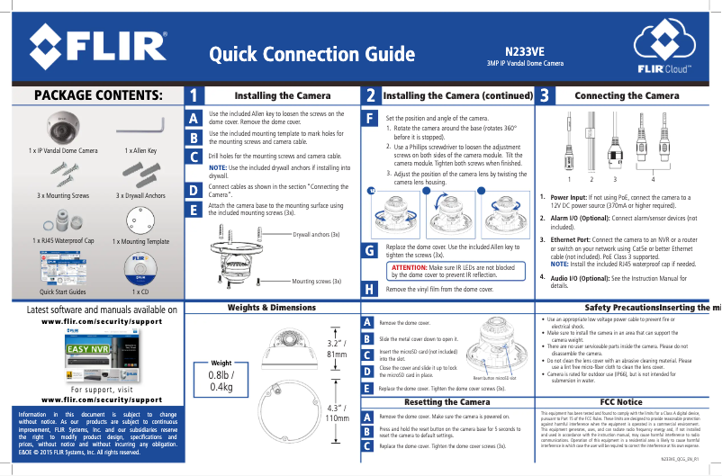 Page 1 de la notice Manuel utilisateur FLIR N233VE