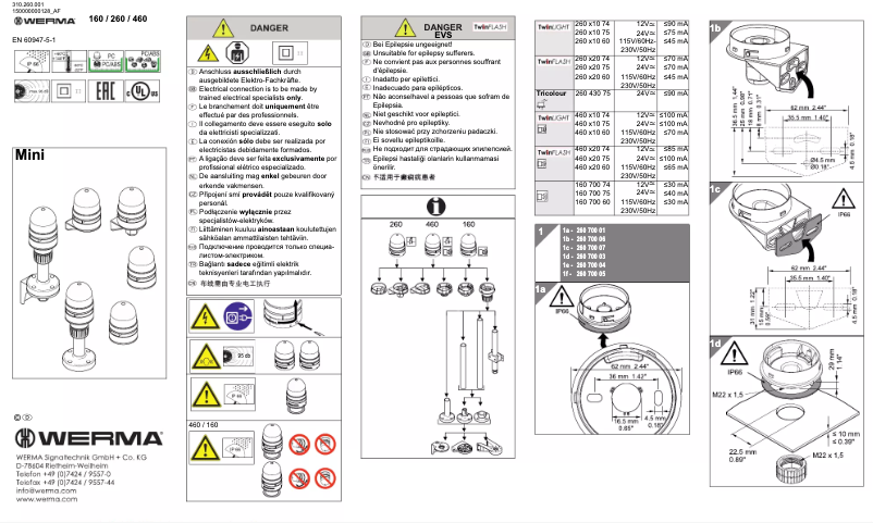 Page 1 de la notice Manuel utilisateur Werma 260.120.60