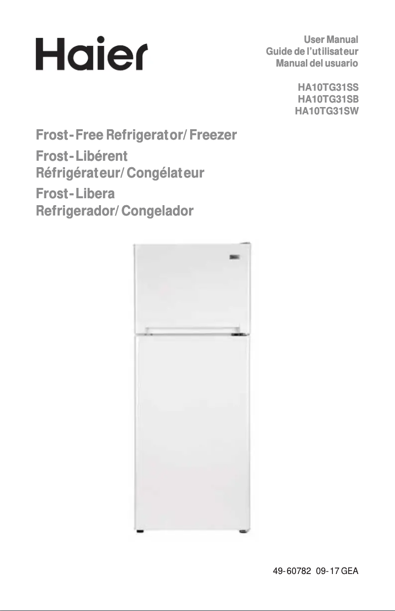 Page 1 de la notice Manuel d'utilisation et d'entretien Haier HA10TG31SB