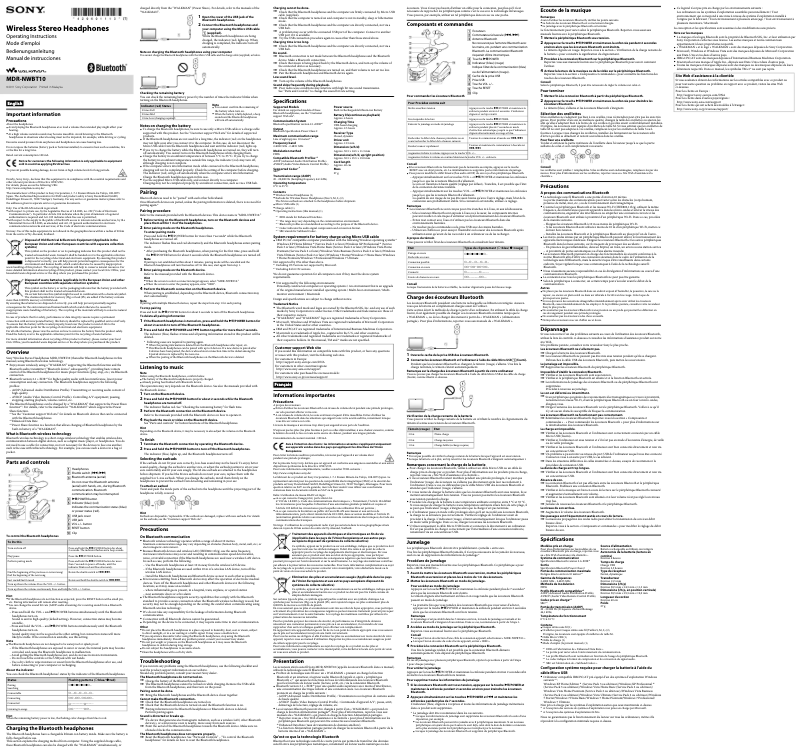 Página 1 del manual Manual de usuario Sony MDR-NWBT10