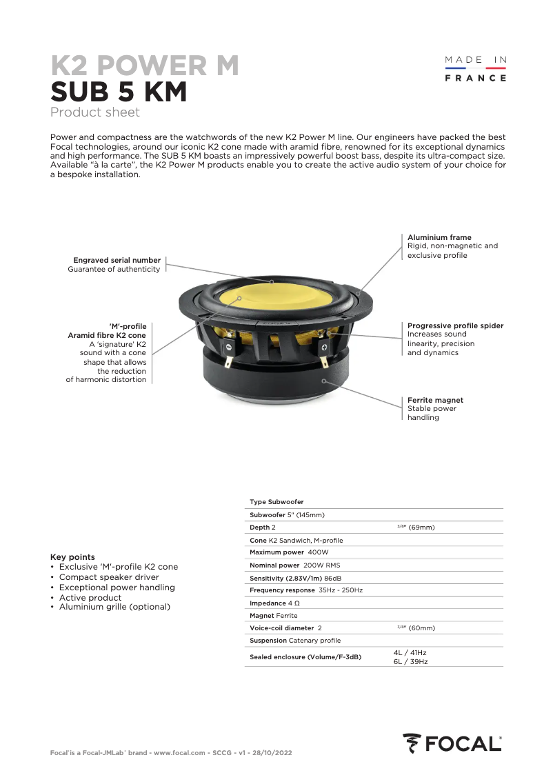 Image de la première page du manuel de l'appareil SUB 5 KM
