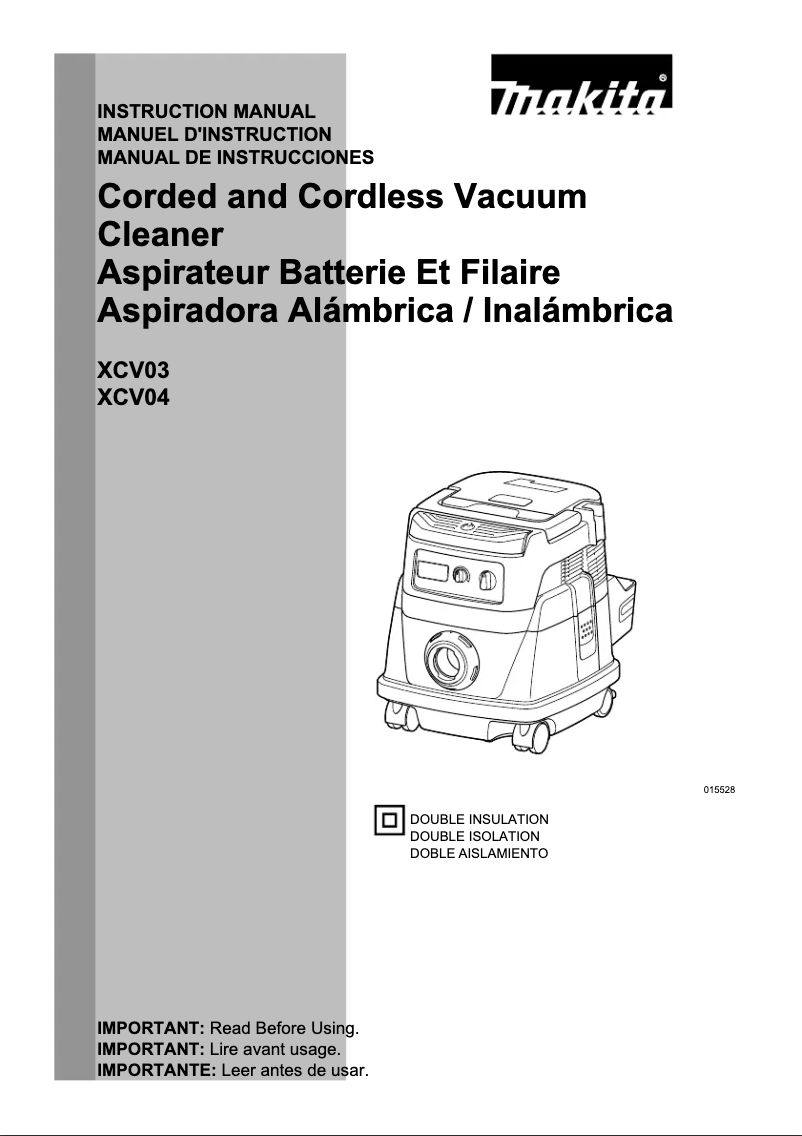 Page n°1 - Manuel utilisateur Makita XCV04