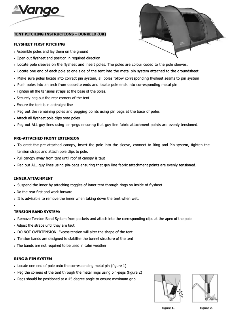 Page 1 de la notice Manuel utilisateur Vango Dunkeld 500