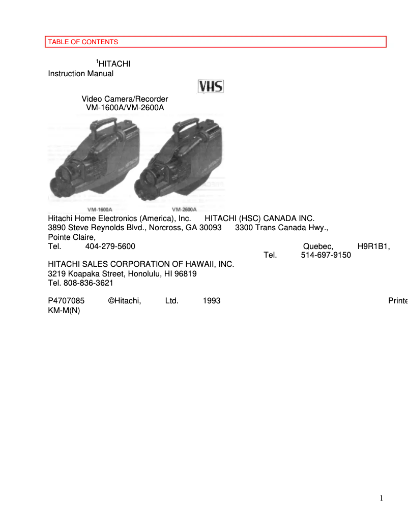 Image de la première page du manuel de l'appareil VM-2600A