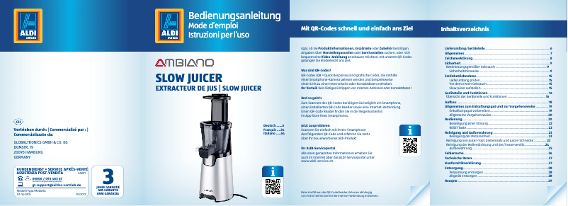 Page n°1 - Manuel utilisateur Ambiano GT-SJ-01ch