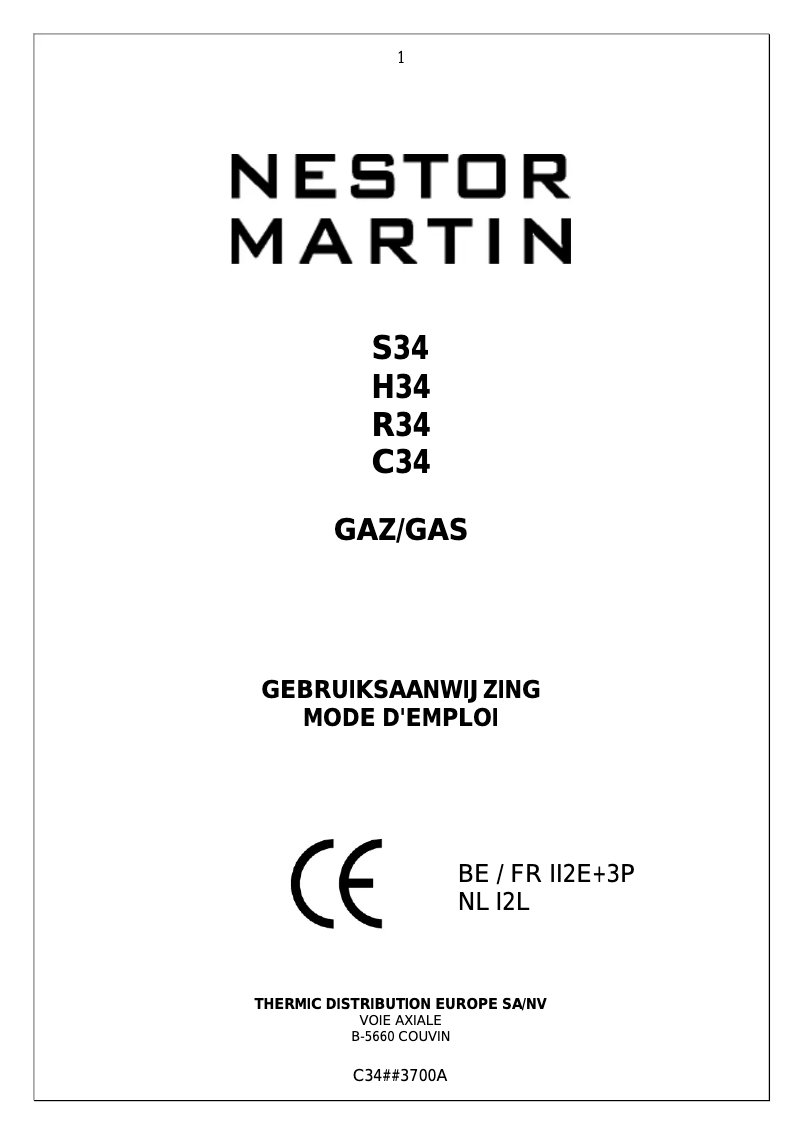 Page 1 de la notice Manuel utilisateur Nestor Martin C34