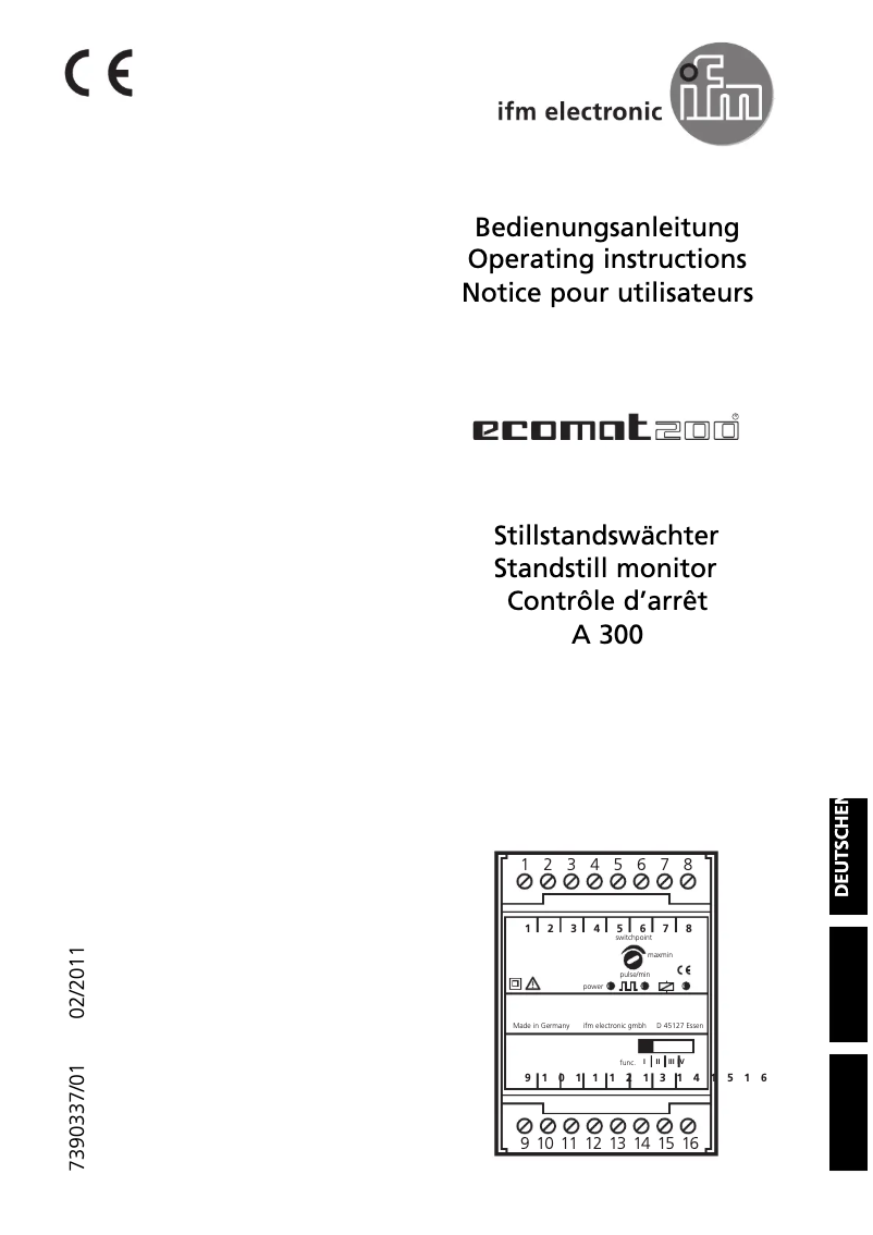 Page n°1 - Manuel utilisateur IFM DA0001