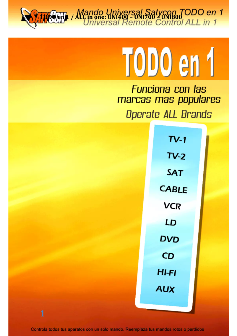 Page 1 de la notice Manuel utilisateur SatyCon UNI700