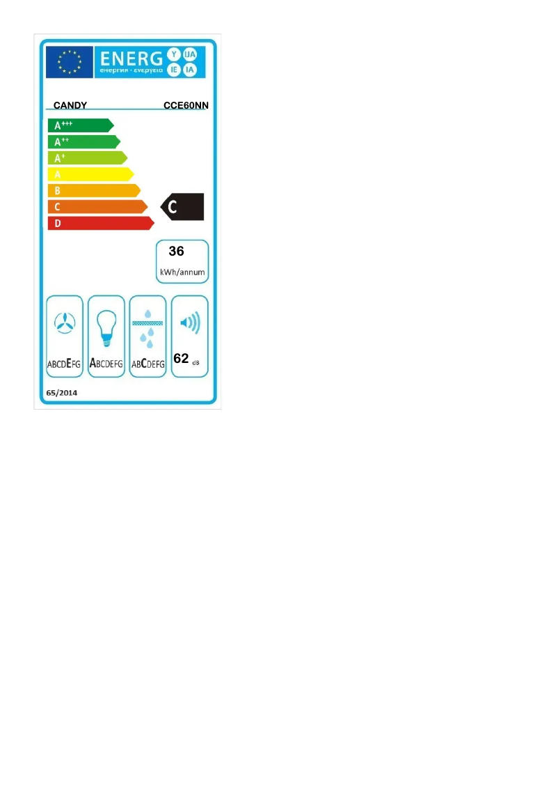 Page n°1 - Label énergétique Candy CCE60NN