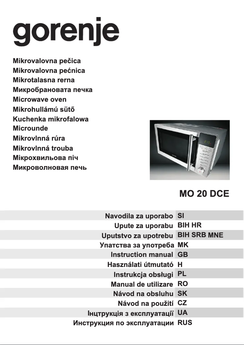 Page n°1 - Manuel utilisateur Gorenje MO20DCE