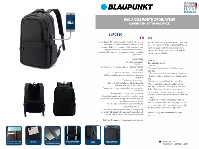Page n°1 - Manuel utilisateur Blaupunkt BLP0380