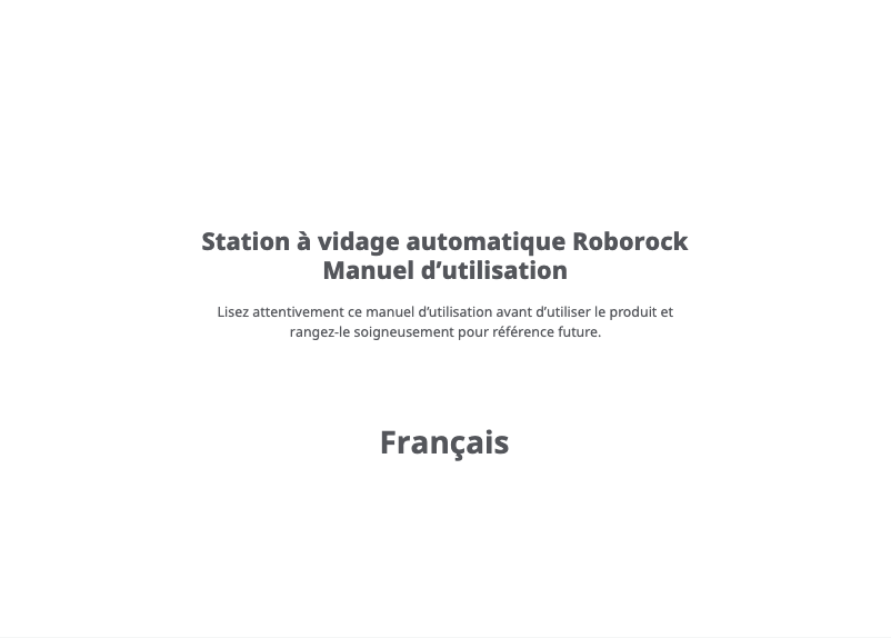 Page 1 de la notice Manuel utilisateur Roborock Auto-Empty Dock