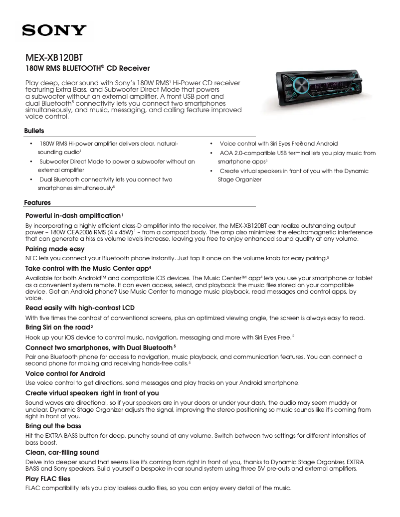 Image de la première page du manuel de l'appareil MEX-XB120BT