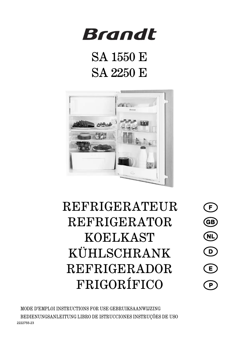 Image de la première page du manuel de l'appareil SA1550E