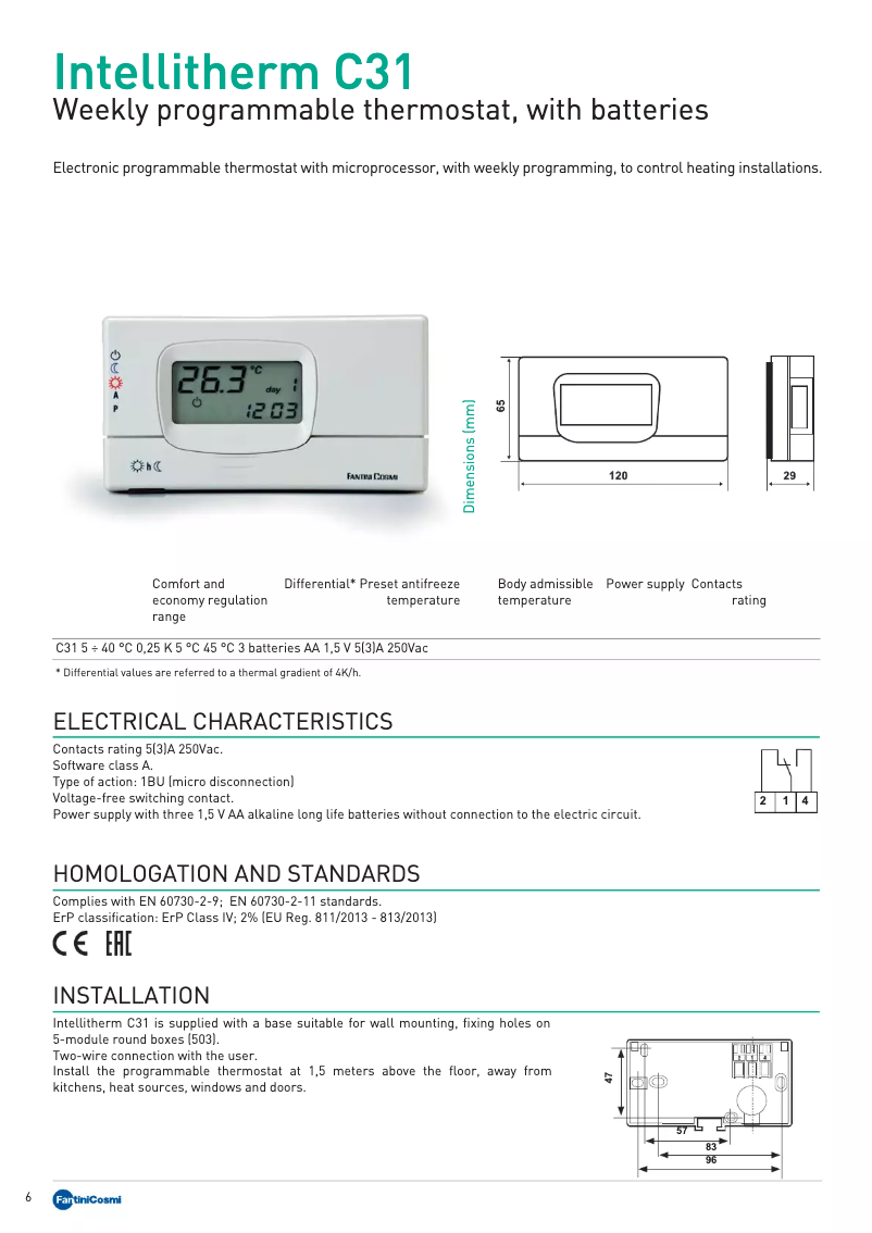 Image de la première page du manuel de l'appareil IntelliTherm C31