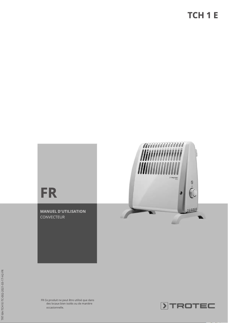 Page n°1 - Manuel utilisateur Trotec TCH 1 E