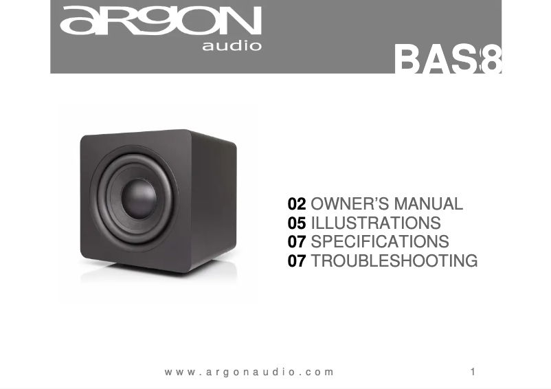 Página 1 del manual Manual de usuario Argon BASS8