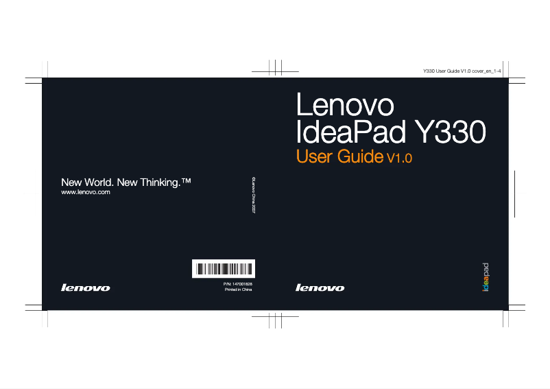 Page n°1 - Manuel utilisateur Lenovo IdeaPad Y330