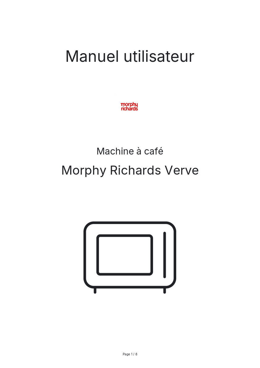 Page n°1 - Manuel utilisateur Morphy Richards Verve