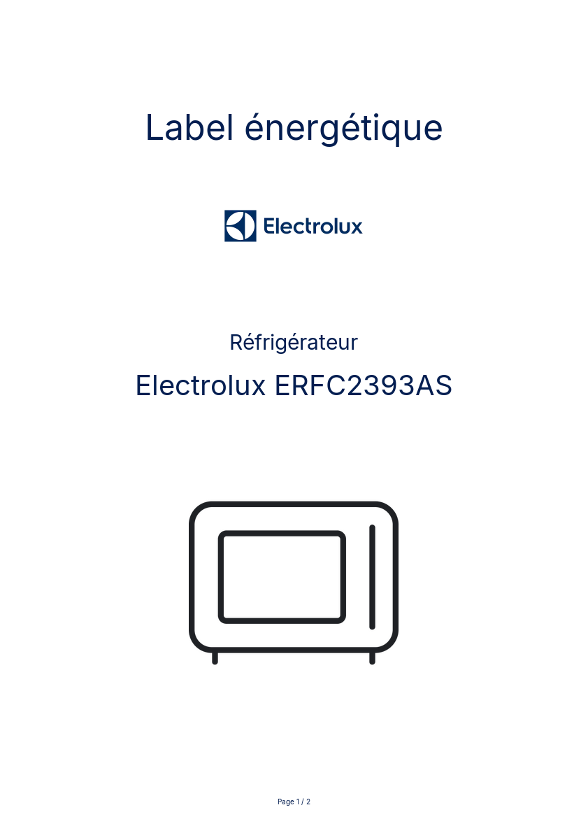 Image de la première page du manuel de l'appareil ERFC2393AS
