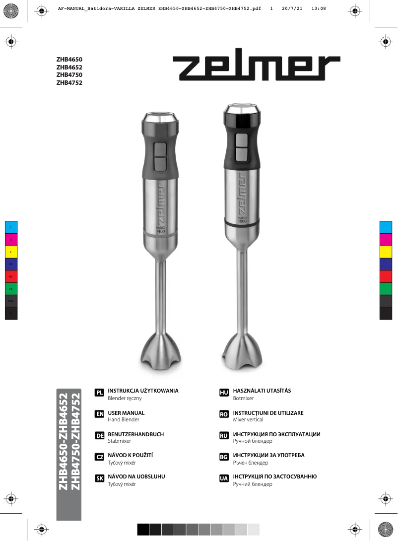 Página 1 del manual Manual de usuario Zelmer ZHB4752