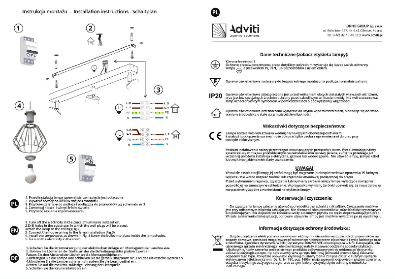 Page 1 de la notice Manuel utilisateur Adviti AD-LD-6346WE27M