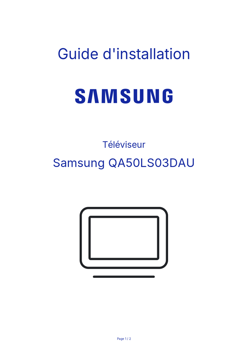 Page n°1 - Guide d'installation Samsung QA50LS03DAU