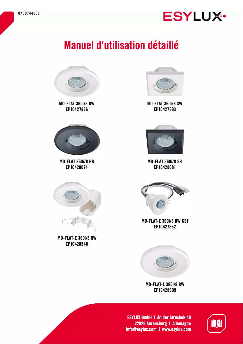 Page n°1 - Manuel utilisateur Esylux MD-FLAT 360i/8