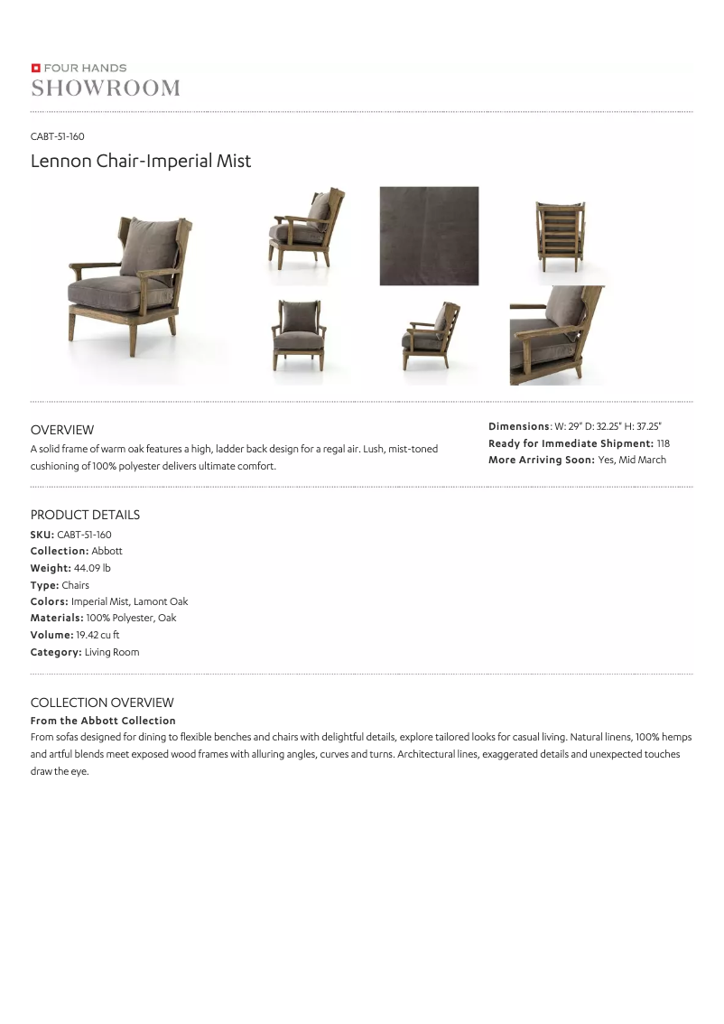 Page 1 de la notice Manuel utilisateur Four Hands CABT-51-160