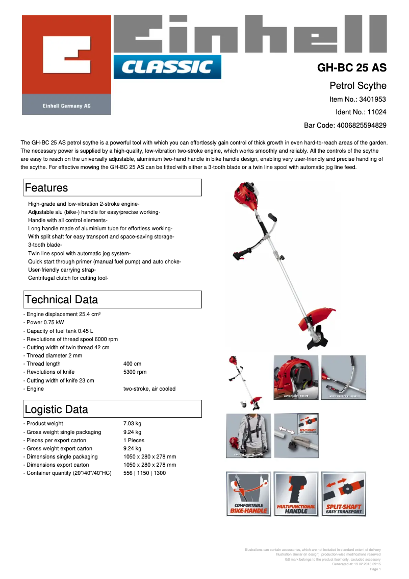 Image de la première page du manuel de l'appareil GH-BC 25 AS