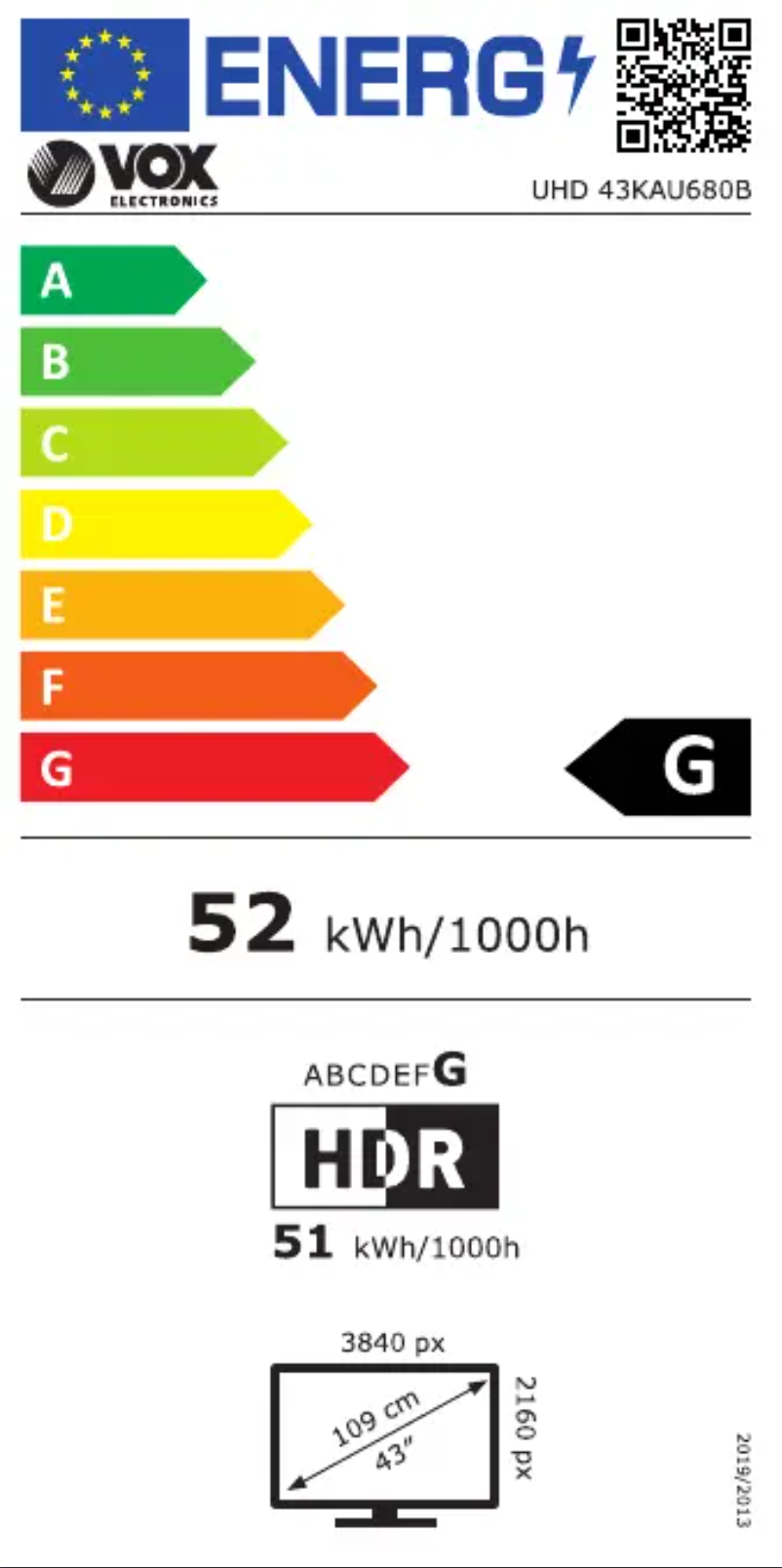 Page 1 de la notice Manuel utilisateur VOX UHD 43KAU680B