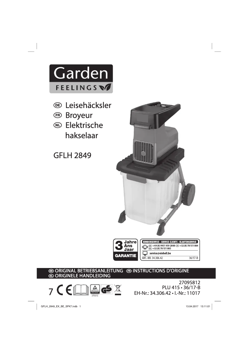 Page 1 de la notice Manuel utilisateur Garden Feelings GFLH 2849