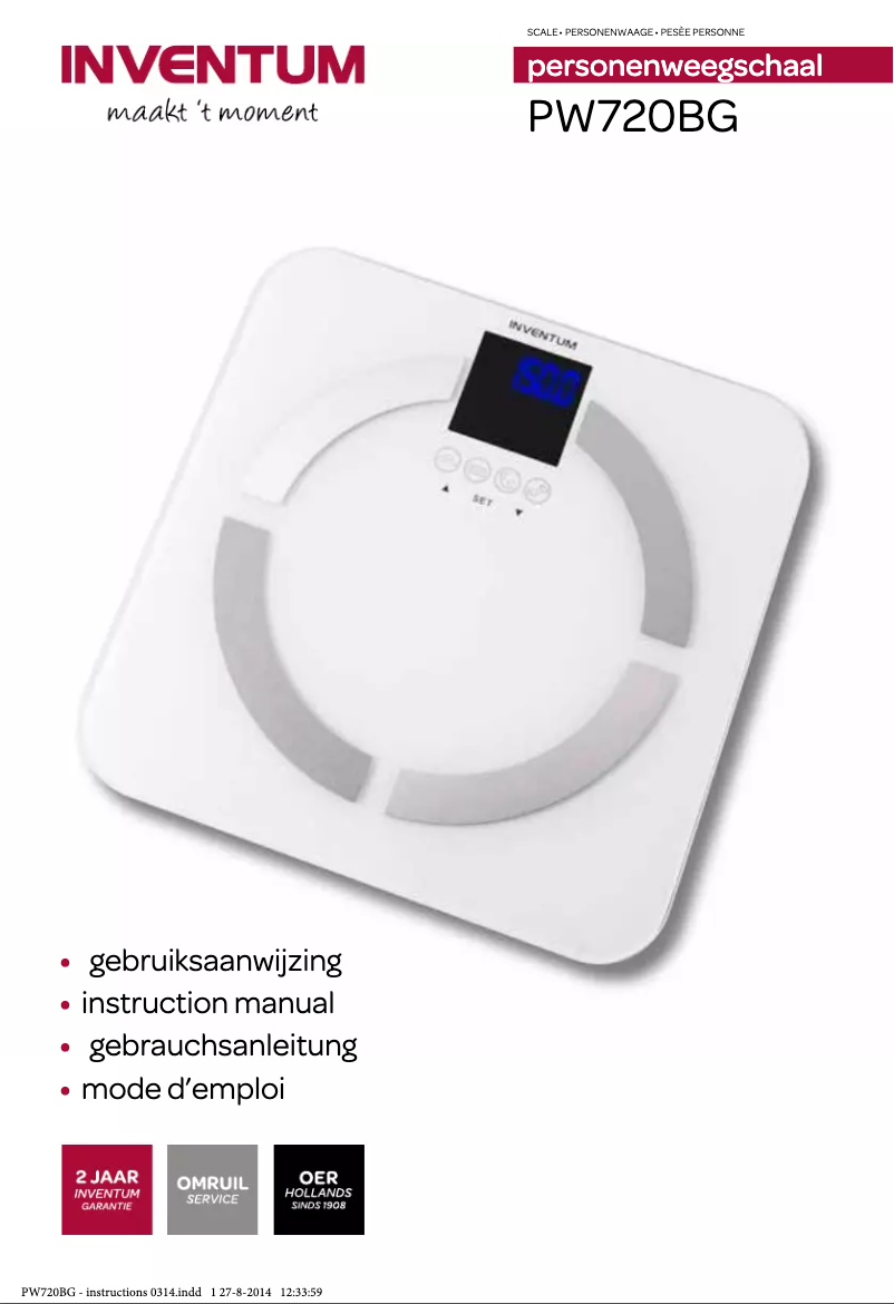 Page 1 de la notice Manuel utilisateur Inventum PW720BG