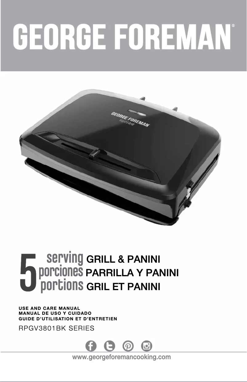 Page 1 de la notice Manuel utilisateur George Foreman Rapid RPGV3801BK