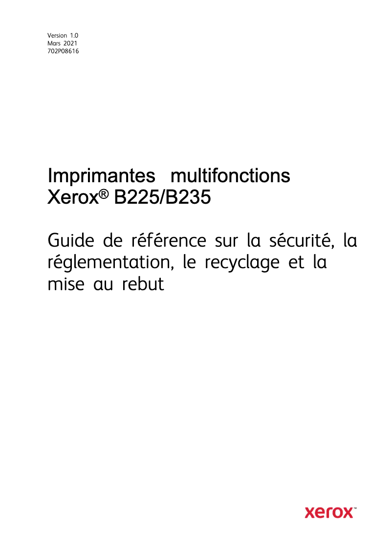 Page n°1 - Manuel utilisateur Xerox B235V