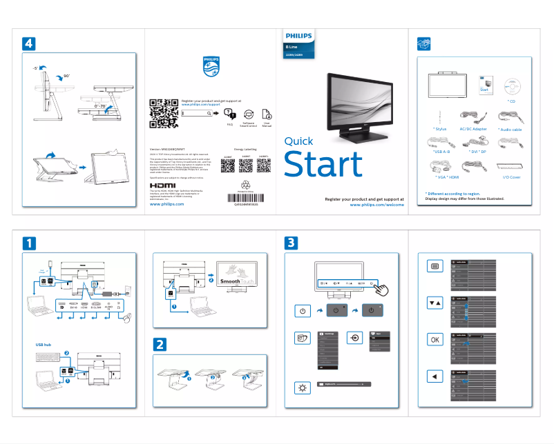 Page 1 de la notice Guide de démarrage rapide Philips B Line 242B9TL