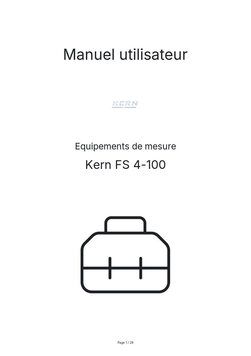 Page n°1 - Manuel utilisateur Kern FS 4-100