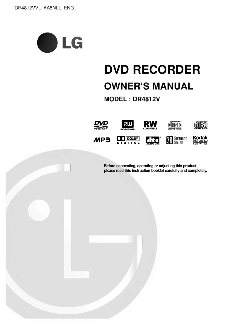 Page n°1 - Manuel utilisateur LG DR4812VVL