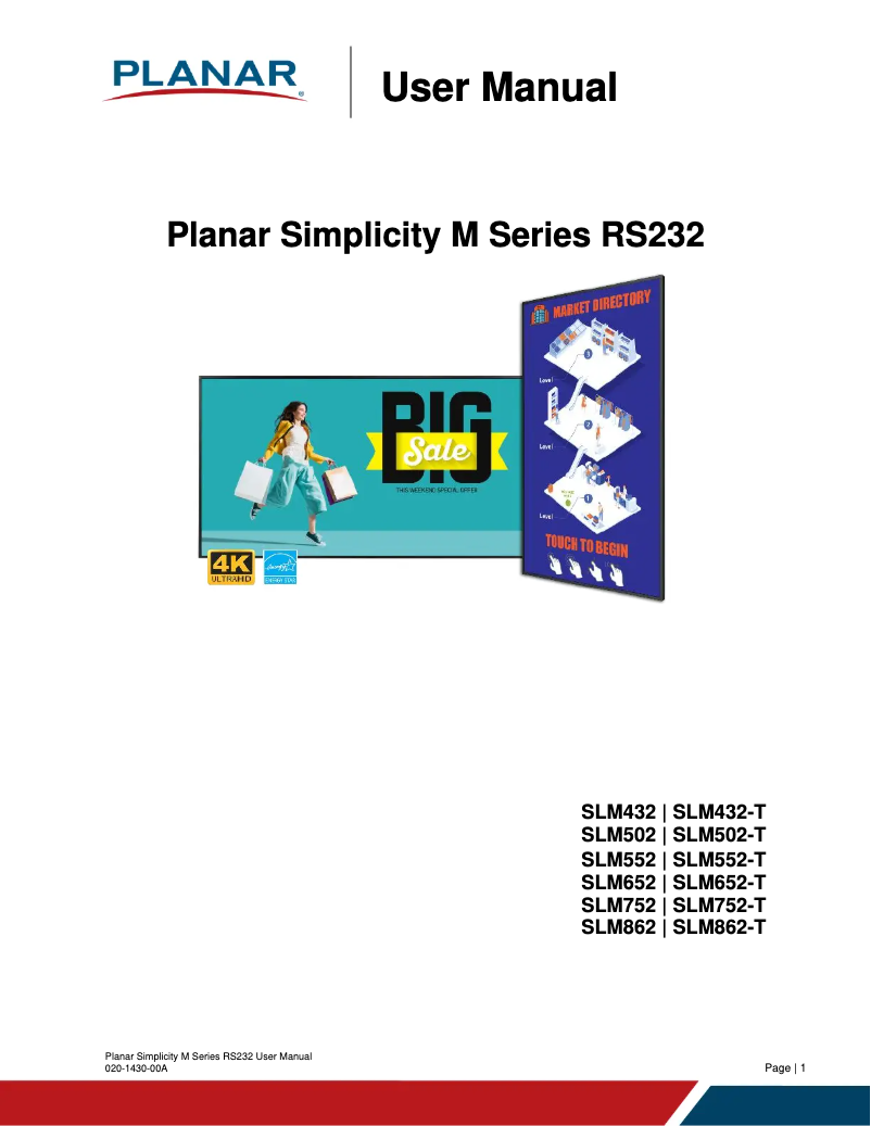 Página 1 del manual Manual de usuario Planar Simplicity M RS232