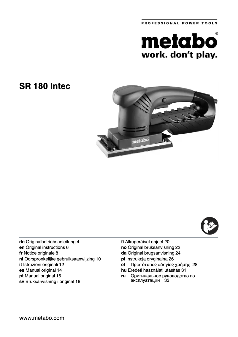 Image de la première page du manuel de l'appareil SR 180 Intec